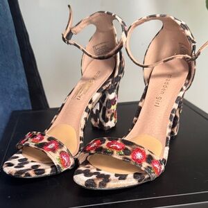 Madden Girl Floral Embroidered Leopard Heels